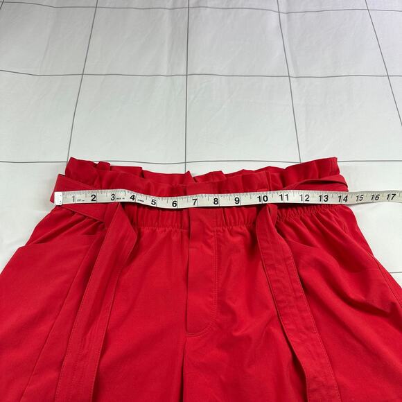 Athleta Shorts Womens 4 Red Skyline Belted Paperbag Waist Stretch Travel Casual - Picture 7 of 12